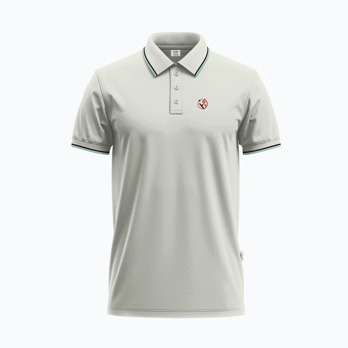 Men's Off White Short-Sleeve Solid Polo Shirt