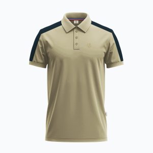 Men's Navy Panel Short-Sleeve Mid Beige Polo Shirt