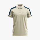 Men's Navy Panel Short-Sleeve Light Beige Polo Shirt
