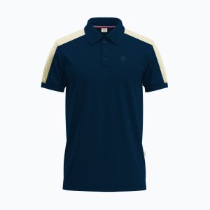 Men's Cream Panel Short-Sleeve Navy Polo Shirt