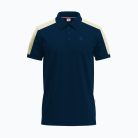 Men's Cream Panel Short-Sleeve Navy Polo Shirt