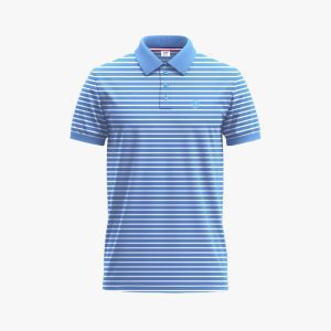 Men's Sky & White Short-Sleeve Striped Polo Shirt
