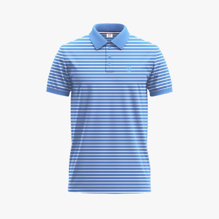 Men's Sky & White Short-Sleeve Striped Polo Shirt Men's Sky & White Short-Sleeve Striped Polo Shirt