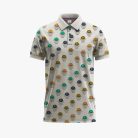 Men's Cream Short-Sleeve Allover Print Polo Shirt