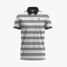 Men's White Short-Sleeve Triple Striped Black Polo Shirt