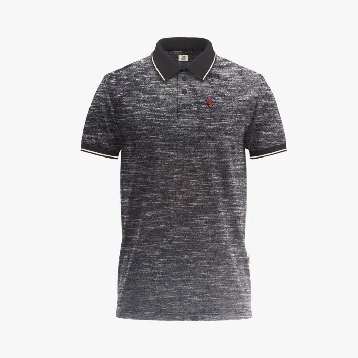 Men's Black Slub Short-Sleeve Polo Shirt
