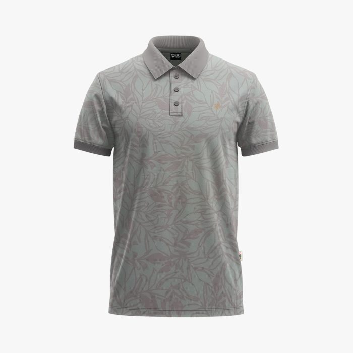 Men's Pink Linear Floral Quilt Short-Sleeve Polo Shirt