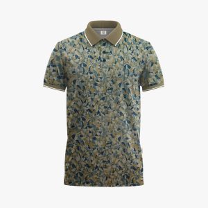 Men's Beige & Horizon Floral Short-Sleeve Polo Shirt