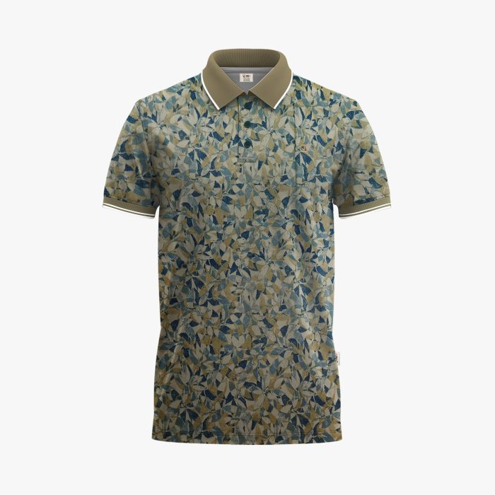 Men's Beige & Horizon Floral Short-Sleeve Polo Shirt