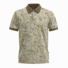 2108-Men’s Coffee Linear Floral Quilt Short-Sleeve Polo Shirt