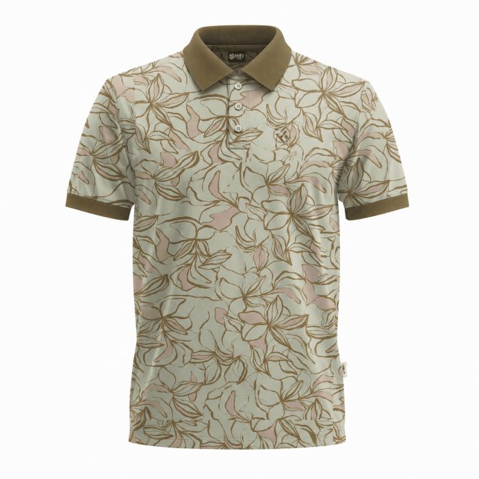 2108-Men’s Coffee Linear Floral Quilt Short-Sleeve Polo Shirt 2108-Men’s Coffee Linear Floral Quilt Short-Sleeve Polo Shirt