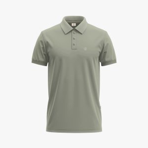 Men's Beige Short-Sleeve Solid Polo Shirt