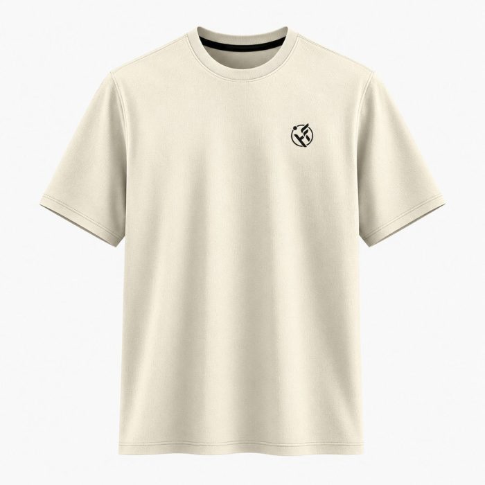4001-Men's Cream Half Sleeve Solid T-shirt