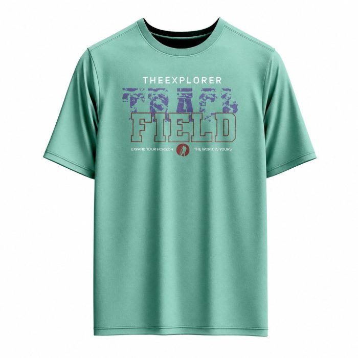 4007-Men's Aqua Half Sleeve Solid T-shirt