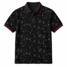 6001-Kid's Black Jacquard Polyester Short-Sleeve Polo