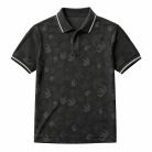 6002-Kid's Charcoal Jacquard Polyester Short-Sleeve Polo