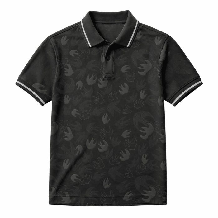 6002-Kid's Charcoal Jacquard Polyester Short-Sleeve Polo 6002-Kid's Charcoal Jacquard Polyester Short-Sleeve Polo