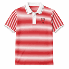 6003-Kid's White & Red Striped Short Sleeve Polo Shirt