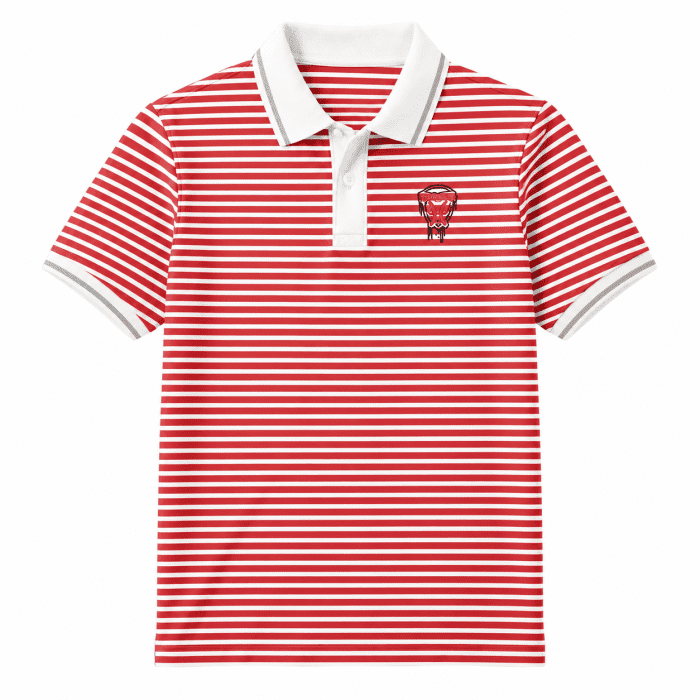 6003-Kid's White & Red Striped Short Sleeve Polo Shirt