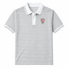 6004-Kid's White & Grey Striped Short Sleeve Polo Shirt