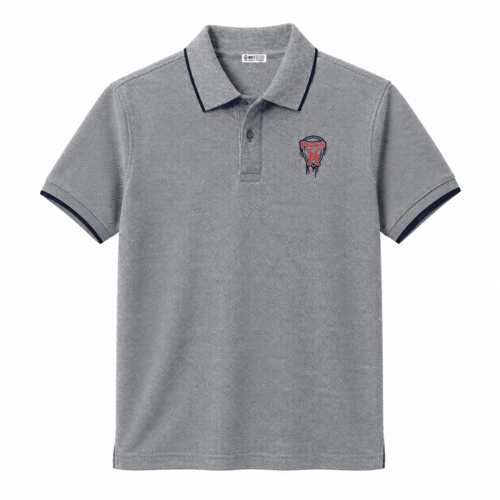 6006-Kid's Grey Separation Short Sleeve Polo Shirt