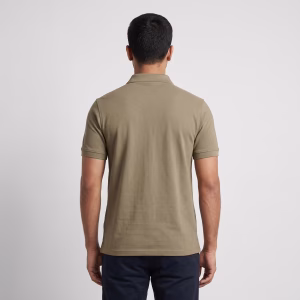 Men's Beige Short-Sleeve Solid Polo Shirt