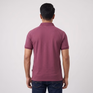 Men's Dark Maroon Short-Sleeve Melange Polo Shirt