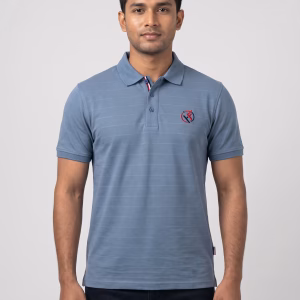 Men's Dim Sky Short-Sleeve Blue Striped Polo Shirt