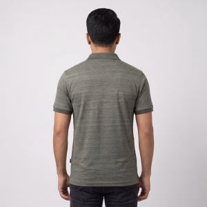 Men's Green Slub Short-Sleeve Polo Shirt