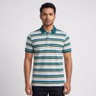 Men's Green, White & Sky Horizon Short-Sleeve Polo Shirt