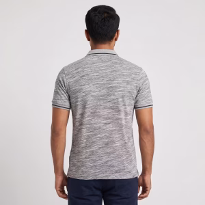 Men's Grey Slub Short-Sleeve Polo Shirt