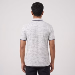 Men's Grey Slub Short-Sleeve Polo Shirt