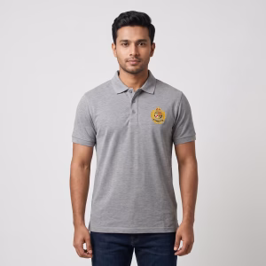 Men's Grey Melange Short-Sleeve Polo Shirt