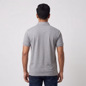 Men's Grey Melange Short-Sleeve Polo Shirt