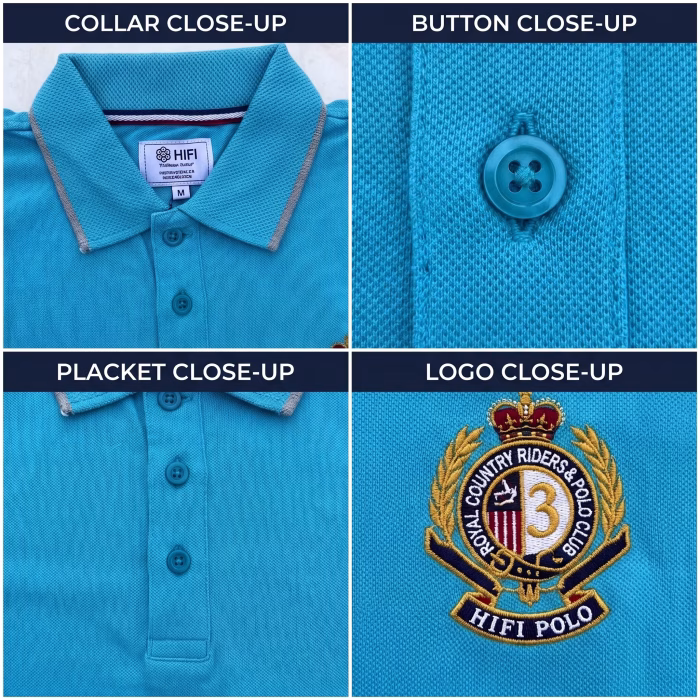 Men's Light Turquoise Short-Sleeve Solid Polo Shirt