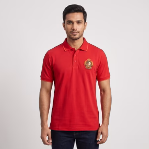 Men's Red-Orange Short-Sleeve Solid Polo Shirt