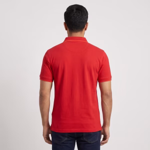 Men's Red-Orange Short-Sleeve Solid Polo Shirt