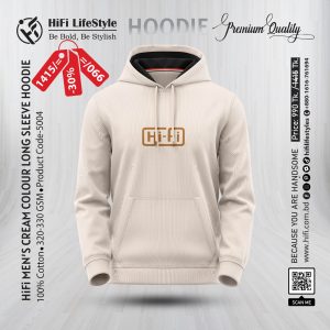 Men's Cream Colour Long Sleeve Hoodie