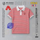 Kid's White & Red Striped Short Sleeve Polo Shirt