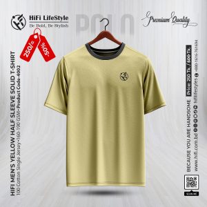 Men's Yellow Half Sleeve Solid T-Shirt