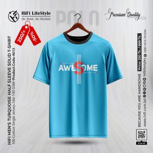 Men's Turquoise Half Sleeve Solid T-shirt
