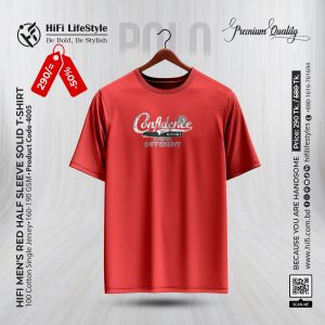 Men's Red Half Sleeve Solid T-Shirt
