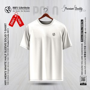 Men's White Half Sleeve Solid T-shirt