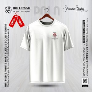Men's White Half Sleeve Solid T-shirt