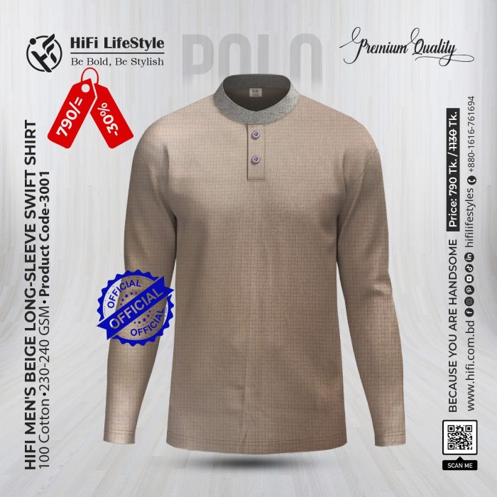 Men's Beige Long-Sleeve Swift Shirt