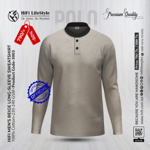Men's Beige Long-Sleeve Sweatshirt