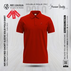 Men’s Red Short-Sleeve Solid Polo shirt