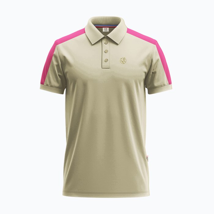 HiFi Men's Red Panel Short-Sleeve Mid Beige Polo Shirt