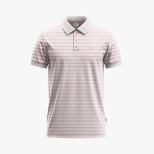 HiFi Men's Pink & White Short-Sleeve Striped Polo Shirt