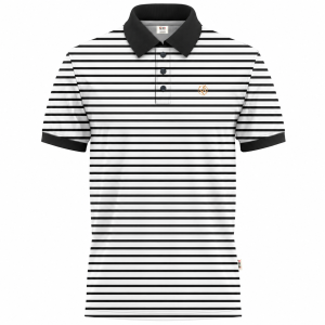 Men's White Short-Sleeve Single Striped Black Polo Shirt